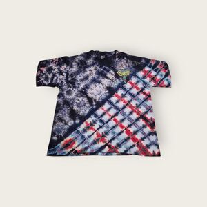 Vintage 90s OP Ocean Pacific red and blue tie dye single stitch graphic t-shirt
